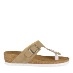 Tongs Entredoigt BEIGE Femme Motif Uni A Enfiler