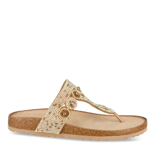 Tongs Entredoigt BEIGE Femme Motif Paillettes A Enfiler