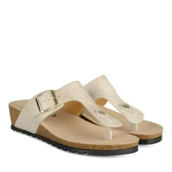 Tongs Entredoigt BEIGE Femme Motif Uni A Enfiler