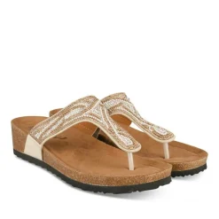 Tongs Entredoigt BEIGE Femme Motif Paillettes A Enfiler