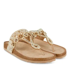 Tongs Entredoigt BEIGE Femme Motif Paillettes A Enfiler