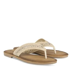 Tongs Entredoigt BEIGE Femme Motif Perle A Enfiler
