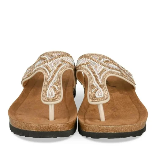 Tongs Entredoigt BEIGE Femme Motif Paillettes A Enfiler