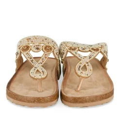 Tongs Entredoigt BEIGE Femme Motif Paillettes A Enfiler