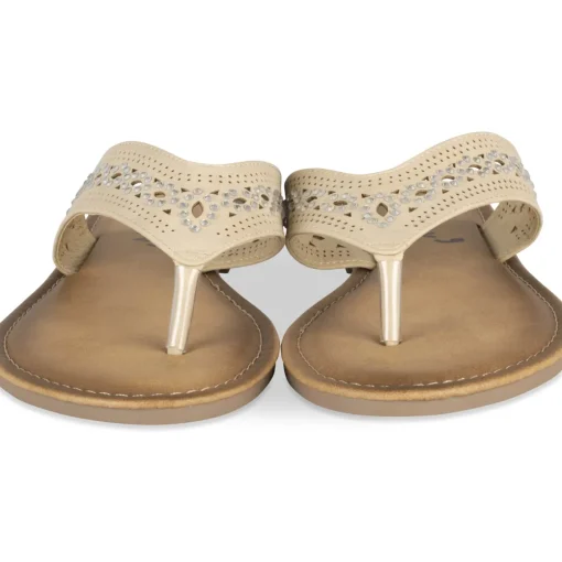 Tongs Entredoigt BEIGE Femme Motif Perle A Enfiler