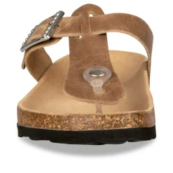 Tongs Entredoigt BEIGE Femme CUIR Boucle