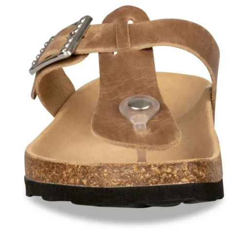 Tongs Entredoigt BEIGE Femme CUIR Boucle
