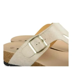 Tongs Entredoigt BEIGE Femme Motif Uni A Enfiler
