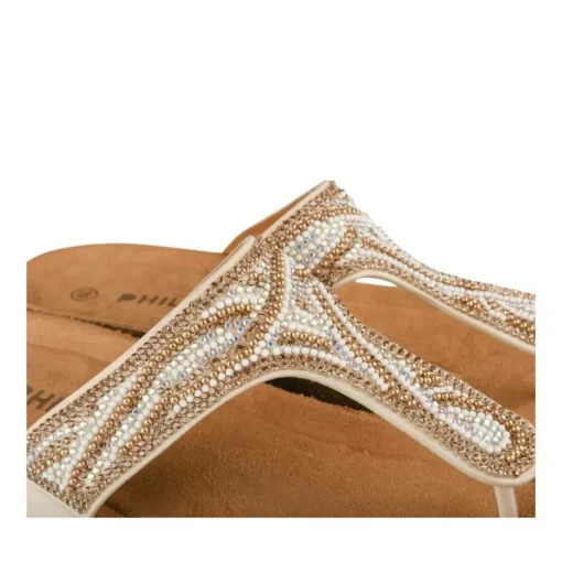 Tongs Entredoigt BEIGE Femme Motif Paillettes A Enfiler