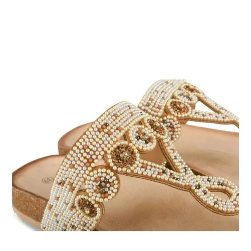 Tongs Entredoigt BEIGE Femme Motif Paillettes A Enfiler