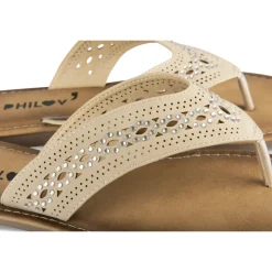 Tongs Entredoigt BEIGE Femme Motif Perle A Enfiler