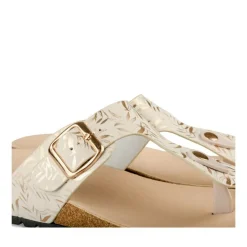 Tongs Entredoigt BEIGE Femme Motif Fleuri A Enfiler