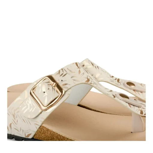 Tongs Entredoigt BEIGE Femme Motif Fleuri A Enfiler