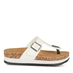 Tongs Entredoigt BLANC Femme Motif Vernis A Enfiler