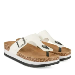 Tongs Entredoigt BLANC Femme Motif Vernis A Enfiler