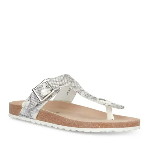 Tongs Entredoigt BLANC Femme Motif Uni