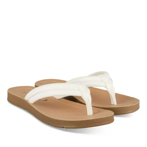 Tongs Entredoigt BLANC Femme Motif Uni A Enfiler