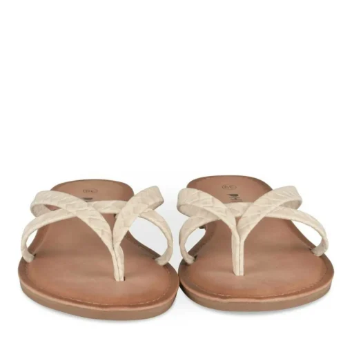Tongs Entredoigt BLANC Femme Motif Carreaux A Enfiler