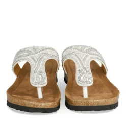 Tongs Entredoigt BLANC Femme Motif Paillettes A Enfiler