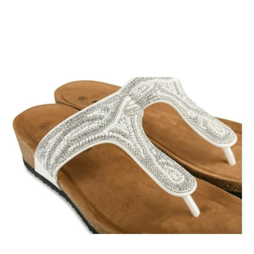 Tongs Entredoigt BLANC Femme Motif Paillettes A Enfiler