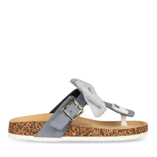 Tongs Entredoigt BLEU Femme Motif Uni