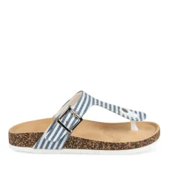 Tongs Entredoigt BLEU Femme Motif Uni