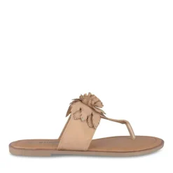Tongs Entredoigt COGNAC Femme Motif Fleuri A Enfiler