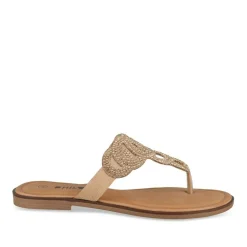 Tongs Entredoigt COGNAC Femme Motif Paillettes A Enfiler