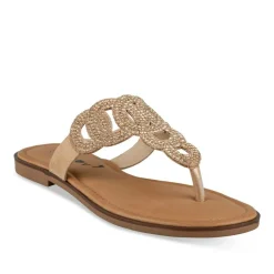 Tongs Entredoigt COGNAC Femme Motif Paillettes A Enfiler