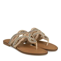 Tongs Entredoigt COGNAC Femme Motif Paillettes A Enfiler