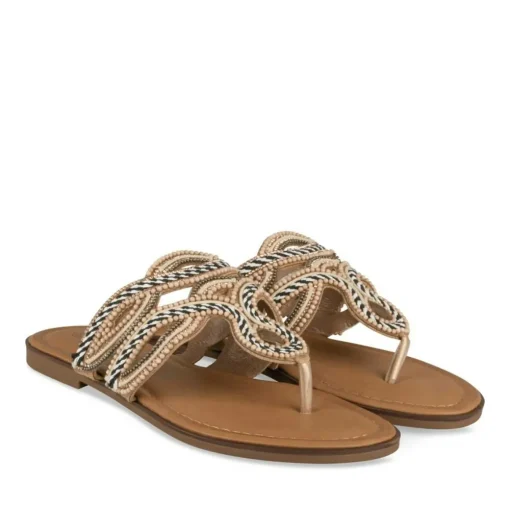 Tongs Entredoigt COGNAC Femme Motif Paillettes A Enfiler