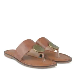Tongs Entredoigt COGNAC Femme Motif Uni A Enfiler