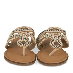 Tongs Entredoigt COGNAC Femme Motif Paillettes A Enfiler