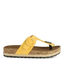 Tongs Entredoigt JAUNE Femme Motif Uni A Enfiler