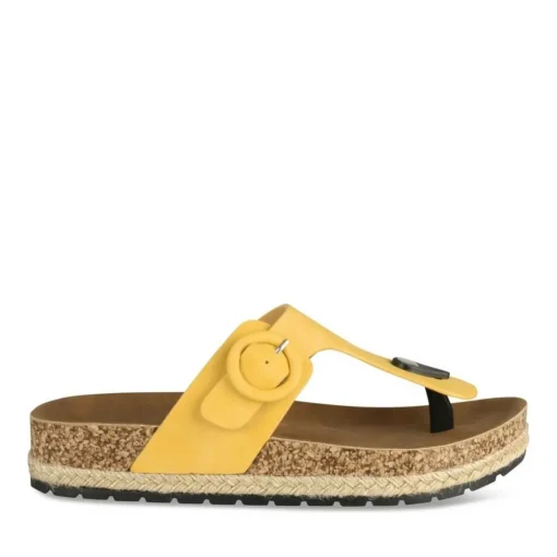 Tongs Entredoigt JAUNE Femme Motif Uni A Enfiler