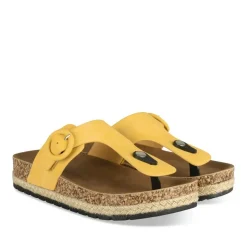 Tongs Entredoigt JAUNE Femme Motif Uni A Enfiler