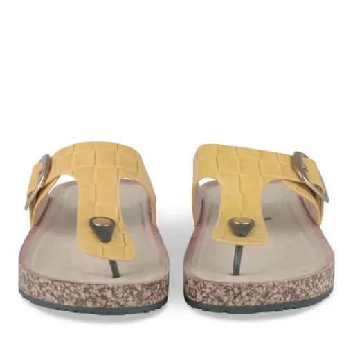 Tongs Entredoigt JAUNE Femme Motif Uni A Enfiler