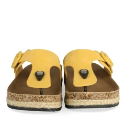 Tongs Entredoigt JAUNE Femme Motif Uni A Enfiler