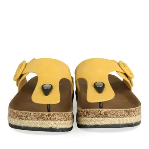 Tongs Entredoigt JAUNE Femme Motif Uni A Enfiler