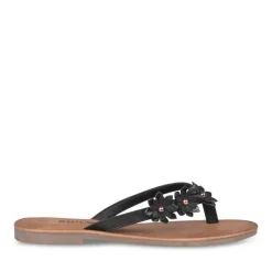 Tongs Entredoigt NOIR Femme Motif Uni A Enfiler