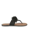 Tongs Entredoigt NOIR Femme Motif Fleuri A Enfiler
