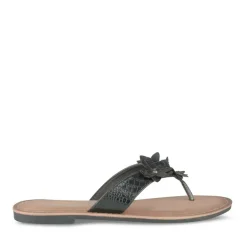 Tongs Entredoigt NOIR Femme Motif Fleuri A Enfiler