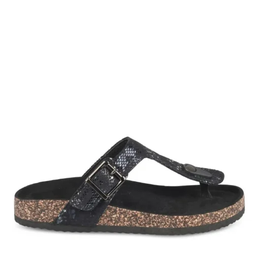 Tongs Entredoigt NOIR Femme Motif Uni A Enfiler