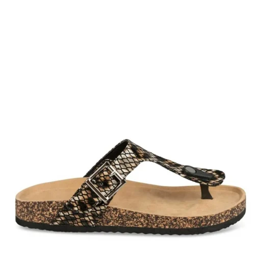 Tongs Entredoigt NOIR Femme Motif Uni A Enfiler