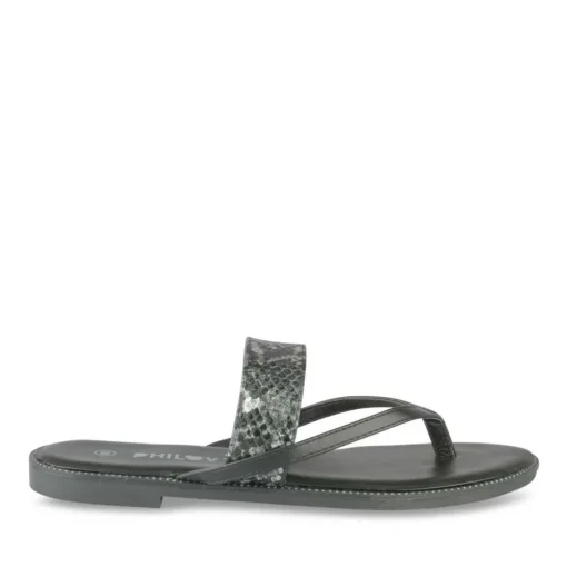 Tongs Entredoigt NOIR Femme Motif Animal A Enfiler