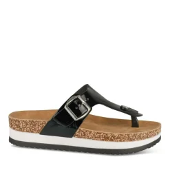 Tongs Entredoigt NOIR Femme Motif Vernis A Enfiler