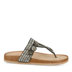 Tongs Entredoigt NOIR Femme Motif Paillettes A Enfiler