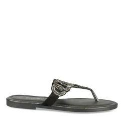 Tongs Entredoigt NOIR Femme Motif Paillettes A Enfiler