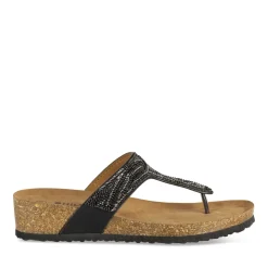 Tongs Entredoigt NOIR Femme Motif Paillettes A Enfiler