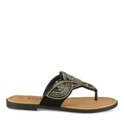 Tongs Entredoigt NOIR Femme Motif Paillettes A Enfiler